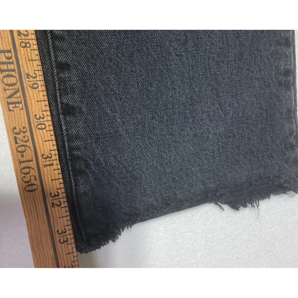 Juicy Couture Lunita Black Wash Denim Jeans High Rise Wide Leg‎ Raw Hem Size 24